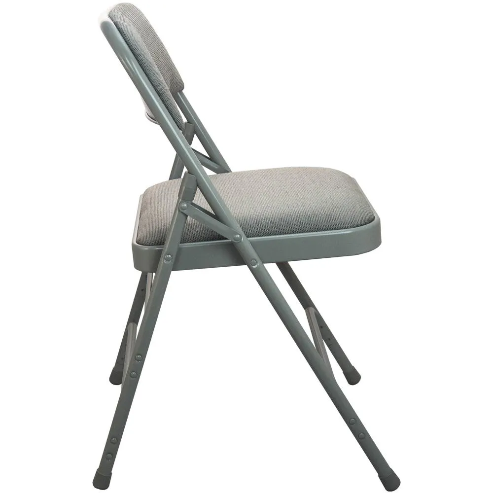 Advantage Grey Padded Metal Folding Chair - Grey 1-in Fabric Seat - Flash Furniture