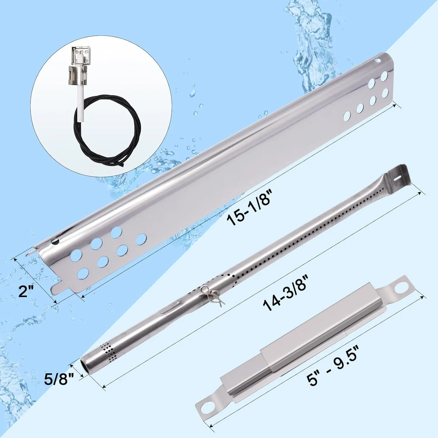 Adviace Grill Replacement Parts for Charbroil Advantage 3 Burner 463343015, 463370015, 463335115, 463344015, Cast Iron Grill Grates, Heat Plate Shields, Burners, Adjustable Carryover Tubes, Igniters.