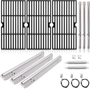 Adviace Grill Replacement Parts for Charbroil Advantage 3 Burner 463343015, 463370015, 463335115, 463344015, Cast Iron Grill Grates, Heat Plate Shields, Burners, Adjustable Carryover Tubes, Igniters.