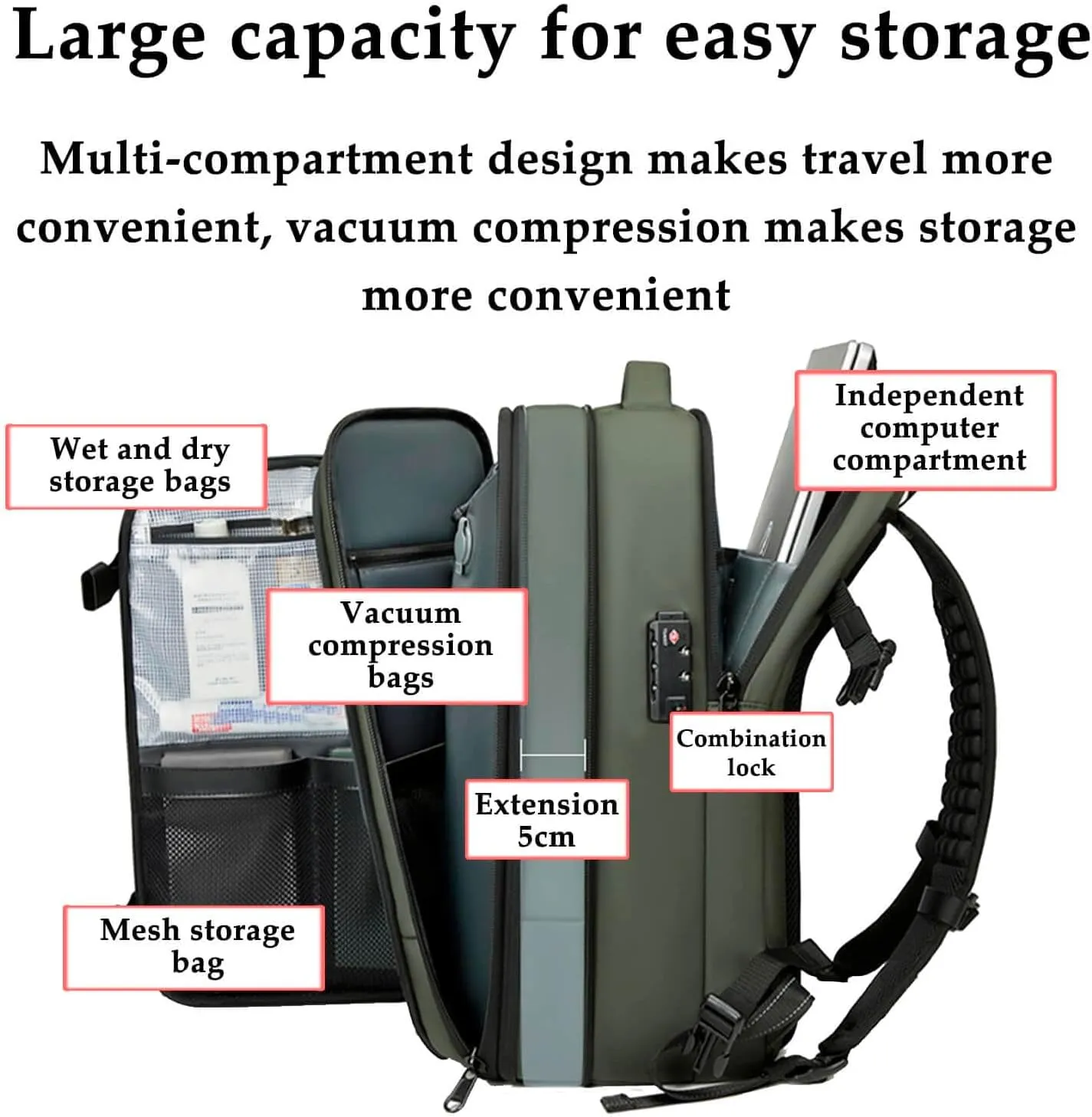 Aeropack Backpack, 60L Vacuum Compression Backpack Travel with Pump Waterproof, Air Vacuum Sealed Backpack Travel (Blue)