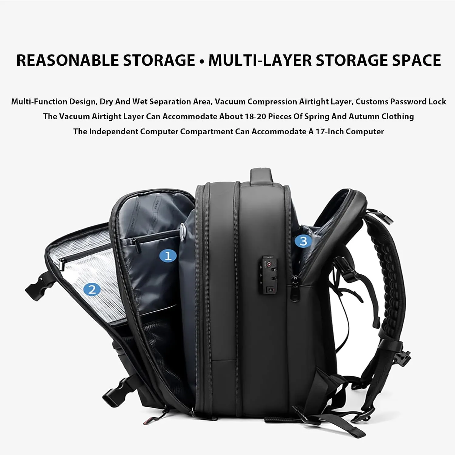Aeropack Backpack, Aeropack Vacuum Compression Backpack, Air Vacuum Backpack for Travel, 60L Expandable Travel Backpack (blue)