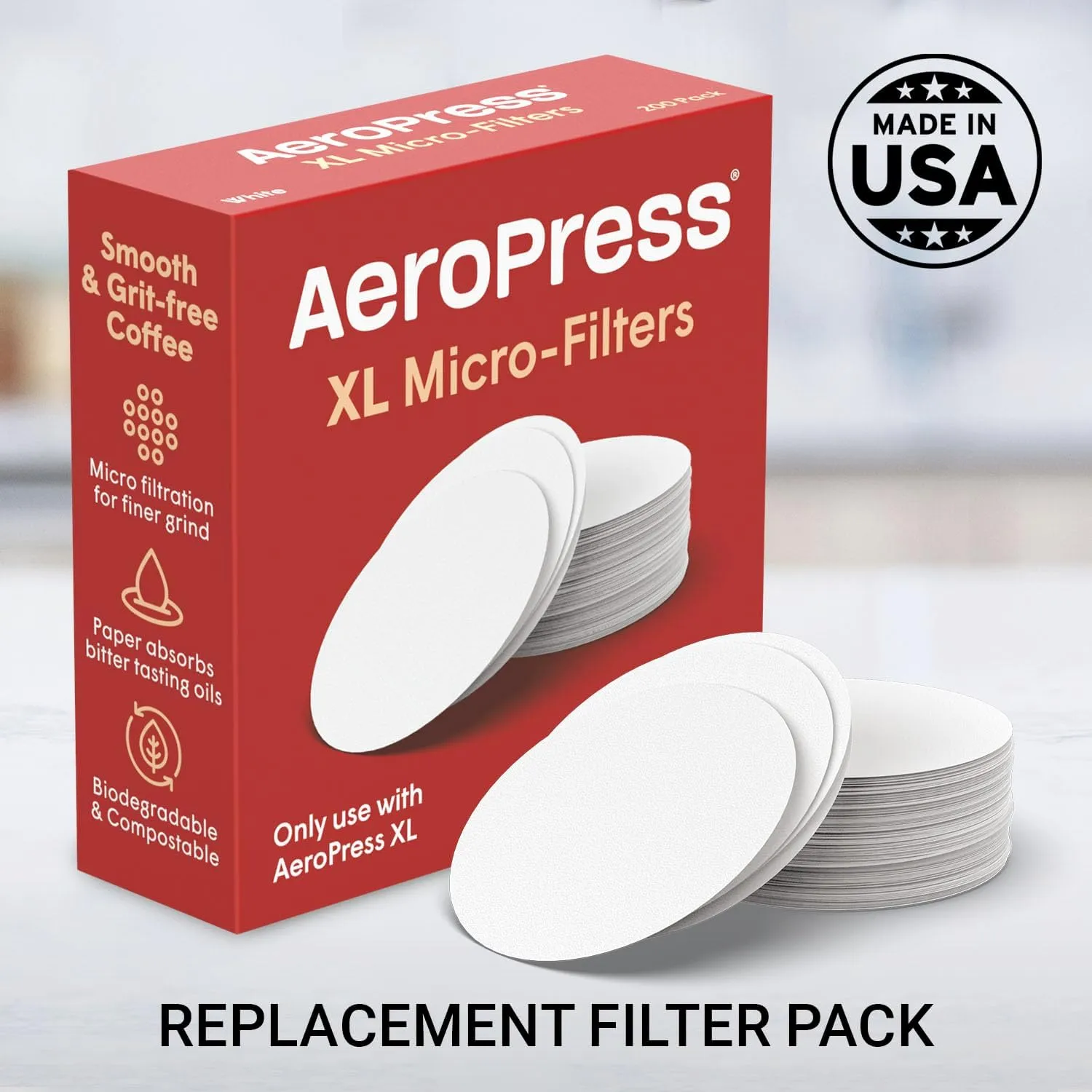 AeroPress XL Replacement Filter Pack - Micro-filters For AeroPress XL Coffee And Espresso-Style Coffee Maker, (200 count)