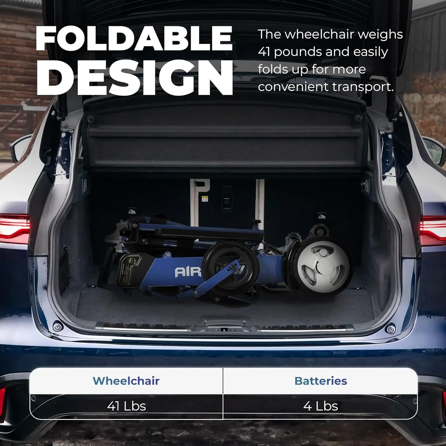 Air Hawk Lightweight Folding Electric Wheelchair for Adults & Seniors - 41 lbs, 26-Mile Range, Foldable, Compact Motorized Power Wheelchair, Easy to Transport, Travel-Approved, FAA Certified (Blue)
