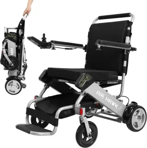 Air Hawk Lightweight Folding Electric Wheelchair for Adults & Seniors - 41 lbs, 26-Mile Range, Foldable, Compact Motorized Power Wheelchair, Easy to Transport, Travel-Approved, FAA Certified