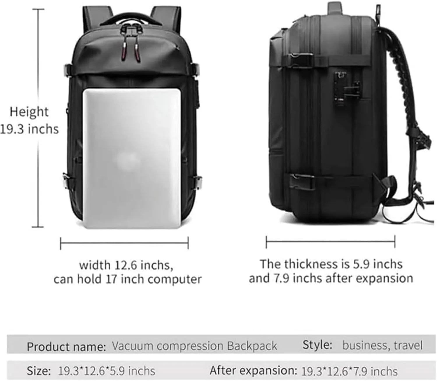 Airvac Backpack, Spence Vac Vacuum Bag for Travel with Wireless Vacuum Pump Reusable Compression Suitcases, 60L (Blue)