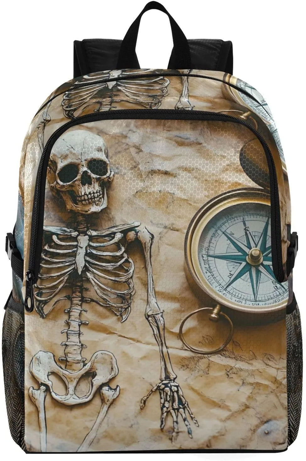 AIXIWAWA Vintage Skeleton Map Hiking Backpack Packable Lightweight Waterproof Daypack Foldable for Camping Travel Weight Capacity 22 LB