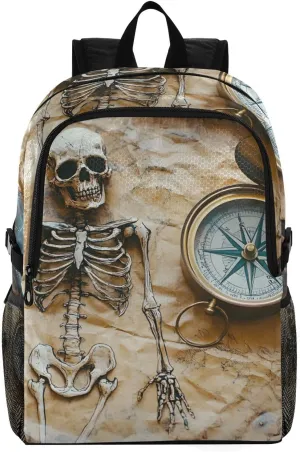 AIXIWAWA Vintage Skeleton Map Hiking Backpack Packable Lightweight Waterproof Daypack Foldable for Camping Travel Weight Capacity 22 LB