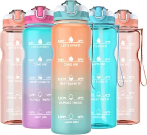 AKASO 32oz Water Bottles with Motivational Time Marker & Straw, Leakproof, Safety Lock, Tritan BPA Free, Water Jug for Fitness Gym Sports Office