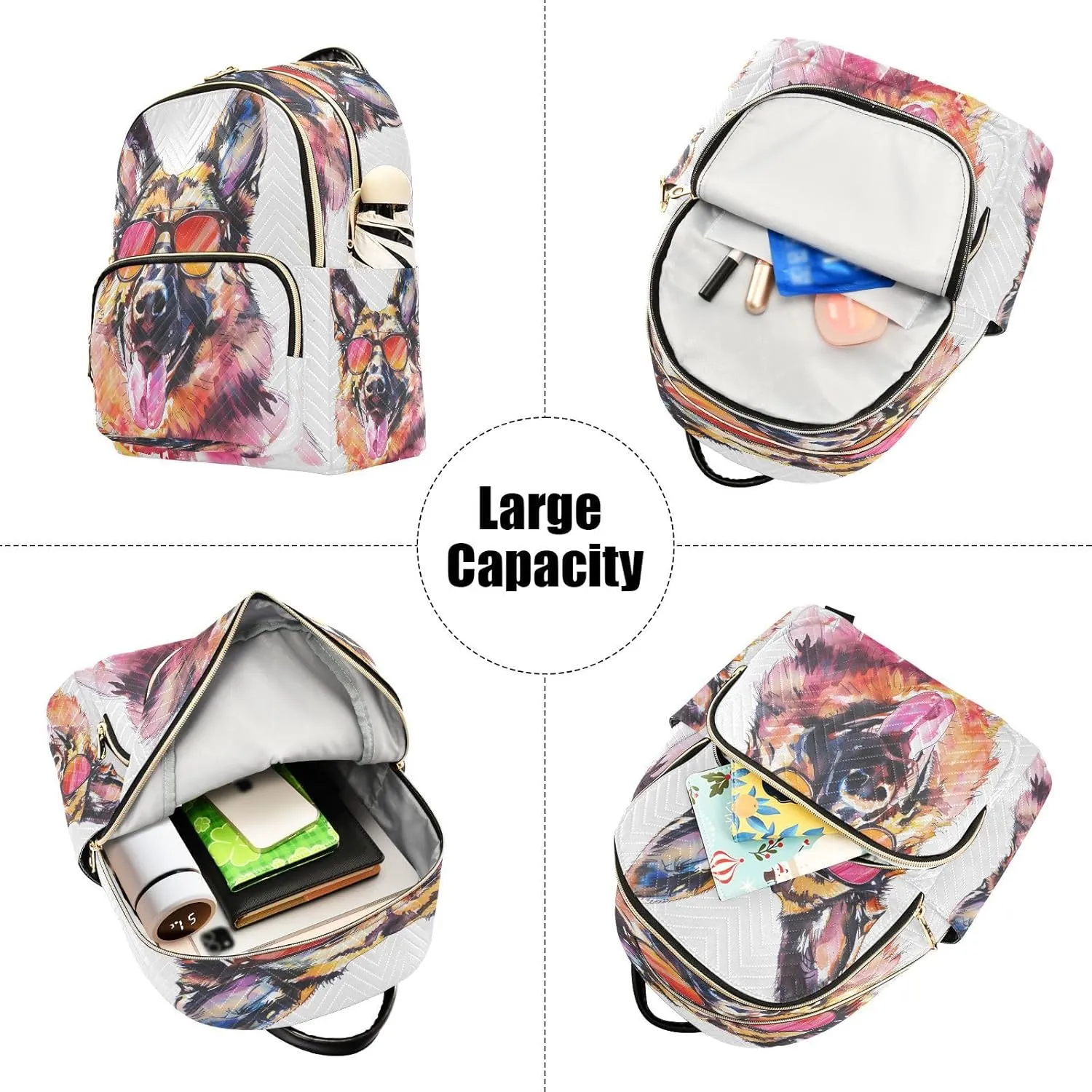 ALAZA A German Shepherd Dog Mini Backpack Purse for Women Travel Bag Lightweight Shoulder Bag Fashion Daypack