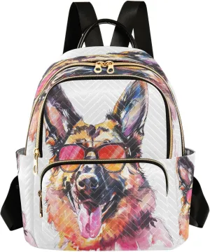ALAZA A German Shepherd Dog Mini Backpack Purse for Women Travel Bag Lightweight Shoulder Bag Fashion Daypack