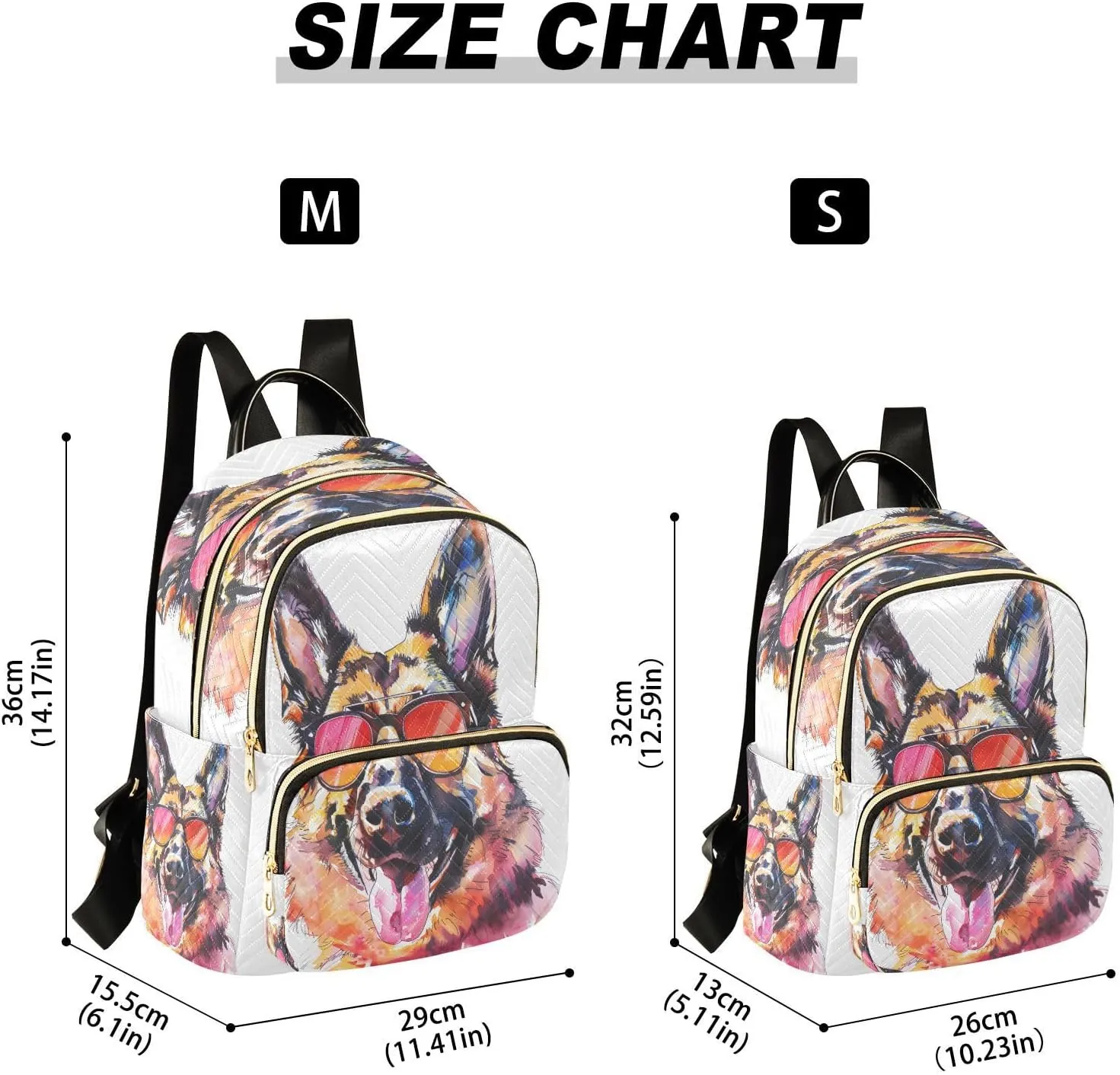 ALAZA A German Shepherd Dog Mini Backpack Purse for Women Travel Bag Lightweight Shoulder Bag Fashion Daypack