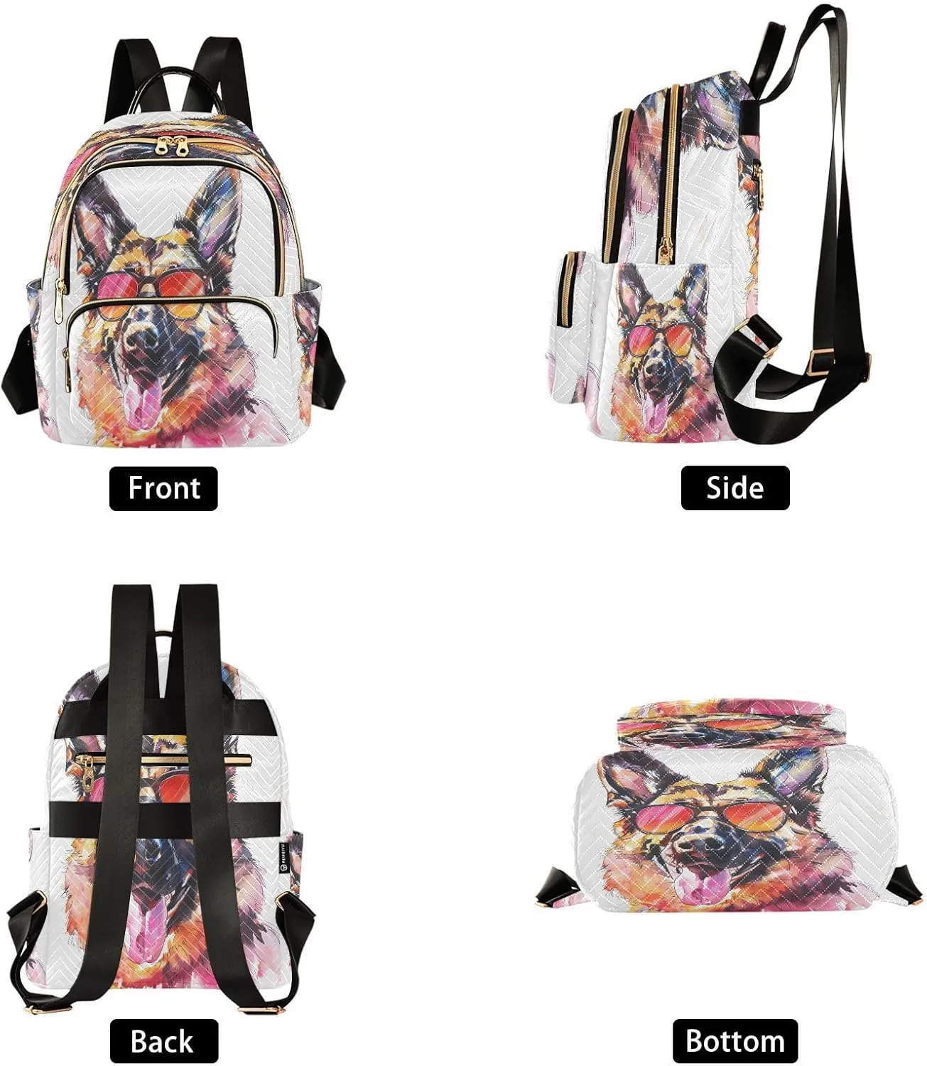 ALAZA A German Shepherd Dog Mini Backpack Purse for Women Travel Bag Lightweight Shoulder Bag Fashion Daypack