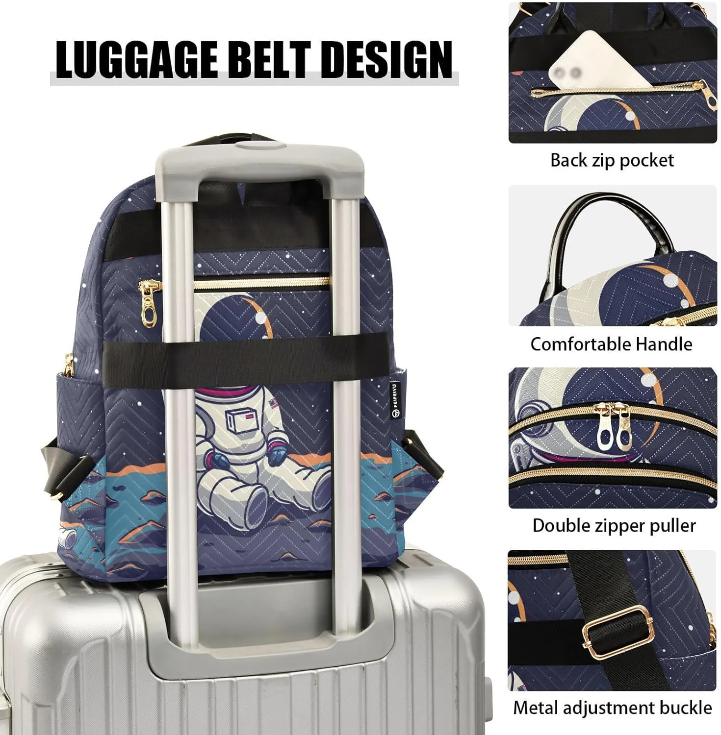 ALAZA Astronaut Cute Small Backpack Purse for Women Travel Bag Lightweight Shoulder Bag Fashion Daypack