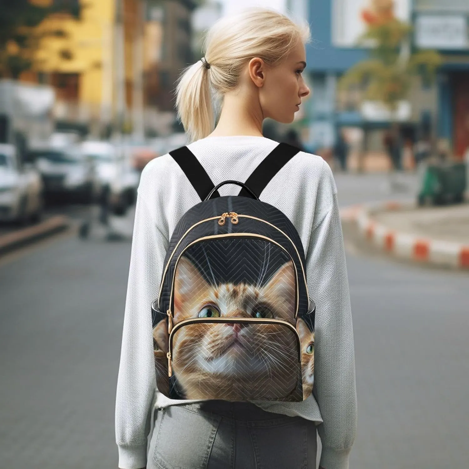 ALAZA Beautiful Bengalensis Cat Kitten Mini Backpack Purse for Women Travel Bag Lightweight Shoulder Bag Fashion Daypack