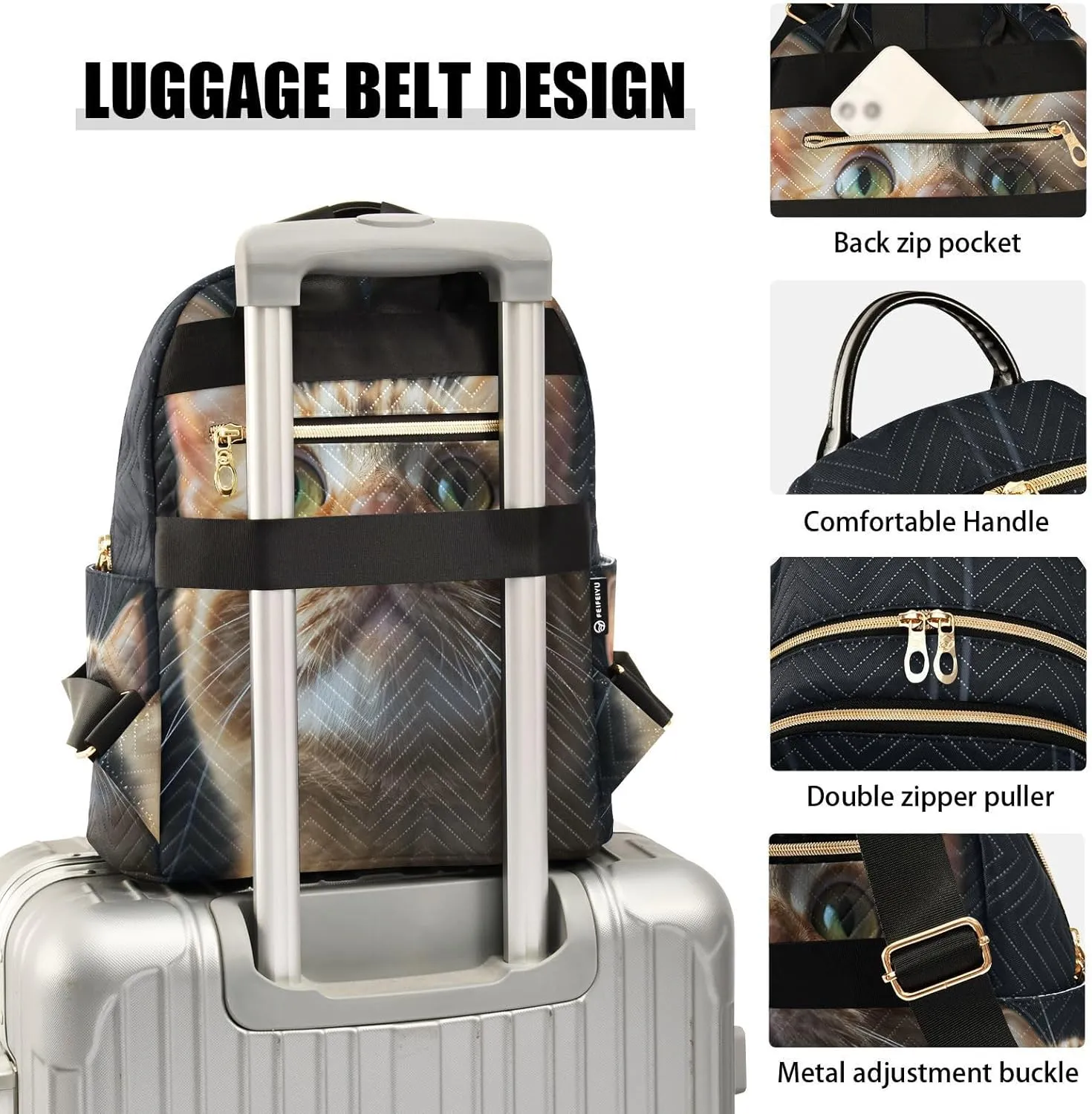 ALAZA Beautiful Bengalensis Cat Kitten Mini Backpack Purse for Women Travel Bag Lightweight Shoulder Bag Fashion Daypack