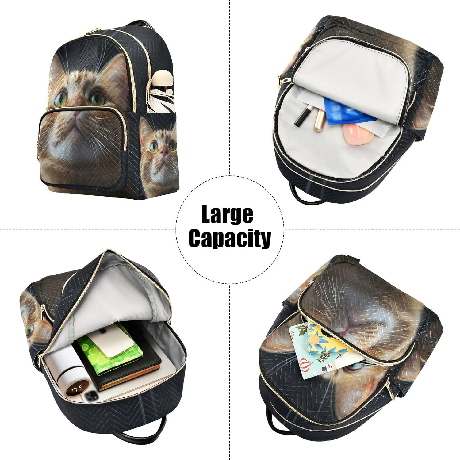 ALAZA Beautiful Bengalensis Cat Kitten Mini Backpack Purse for Women Travel Bag Lightweight Shoulder Bag Fashion Daypack