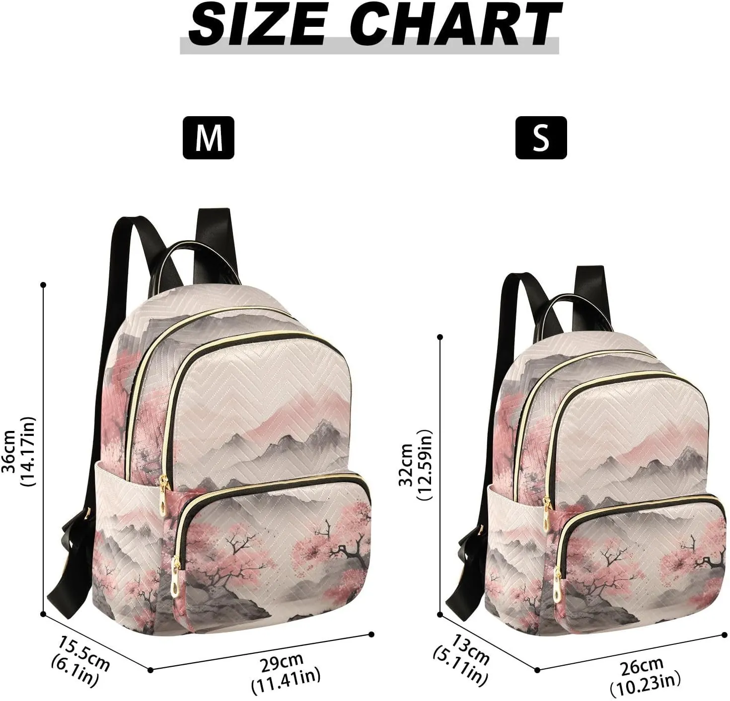 ALAZA Cherry Blossom Mountain Small Backpack Purse for Women Travel Bag Lightweight Shoulder Bag Fashion Daypack