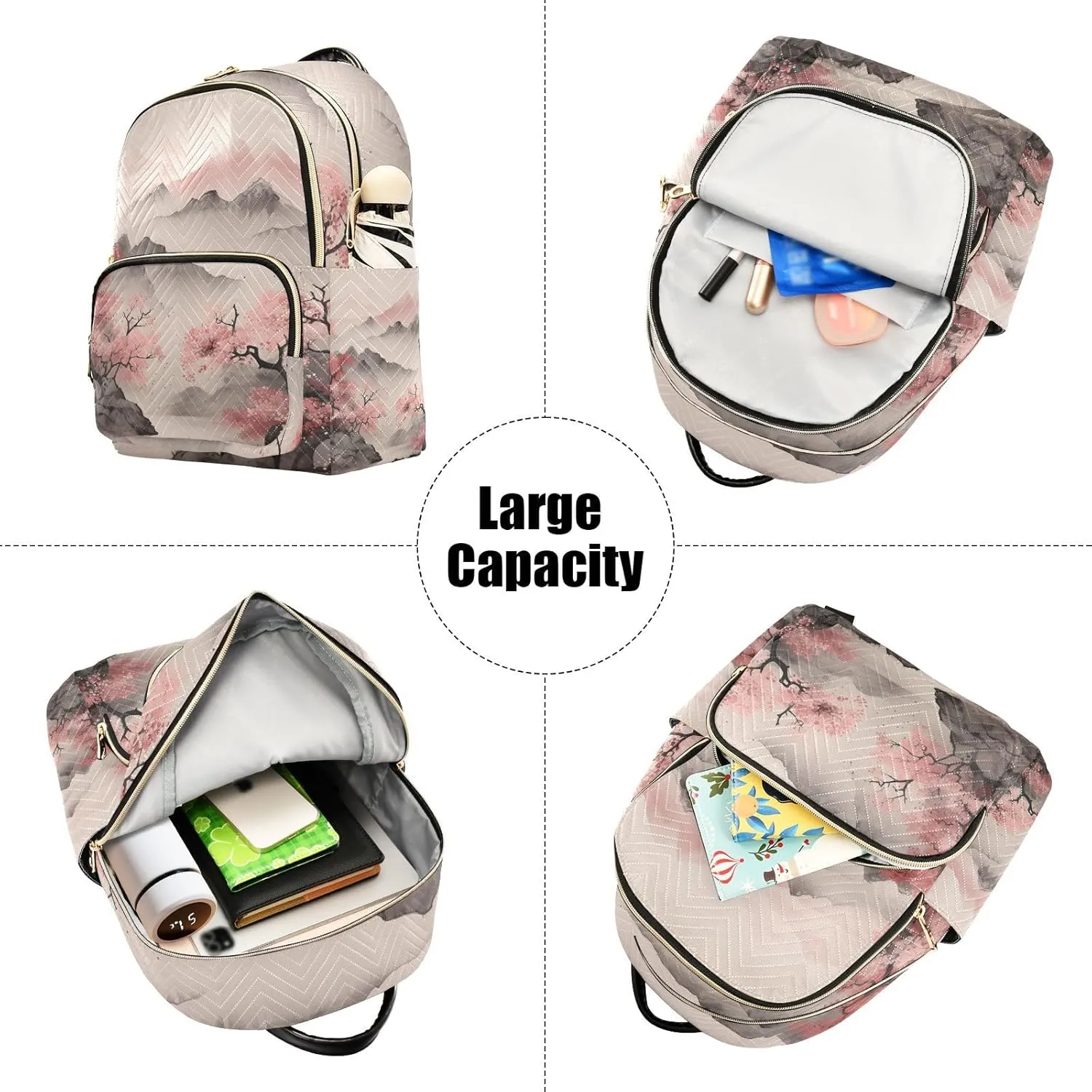 ALAZA Cherry Blossom Mountain Small Backpack Purse for Women Travel Bag Lightweight Shoulder Bag Fashion Daypack