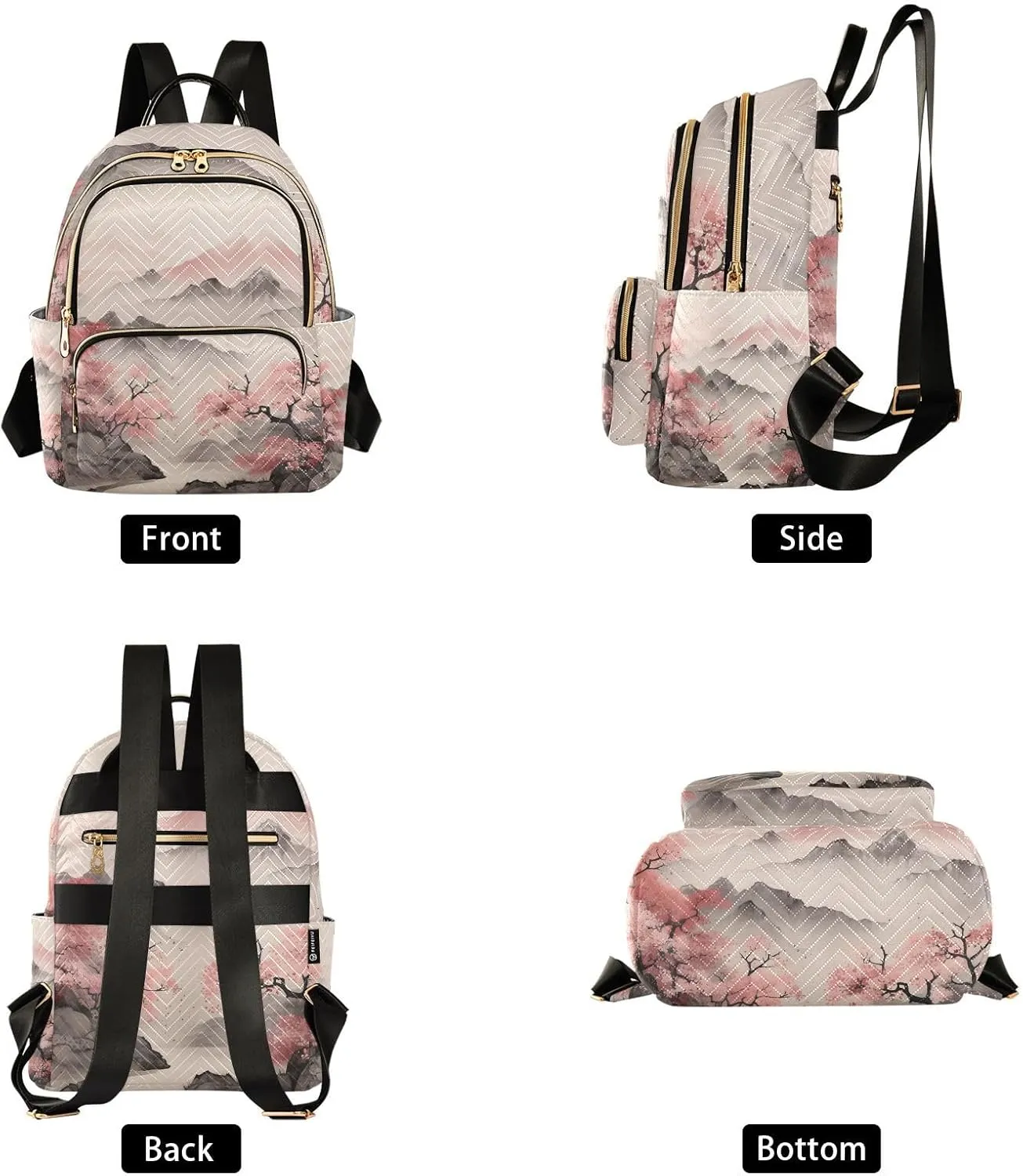 ALAZA Cherry Blossom Mountain Small Backpack Purse for Women Travel Bag Lightweight Shoulder Bag Fashion Daypack