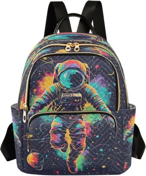 ALAZA Mini Backpack for Women Astronaut Watercolor Spaceman Travel Backpack Purse for Ladies Handbag Shoulder Bag Casual Daypack, M