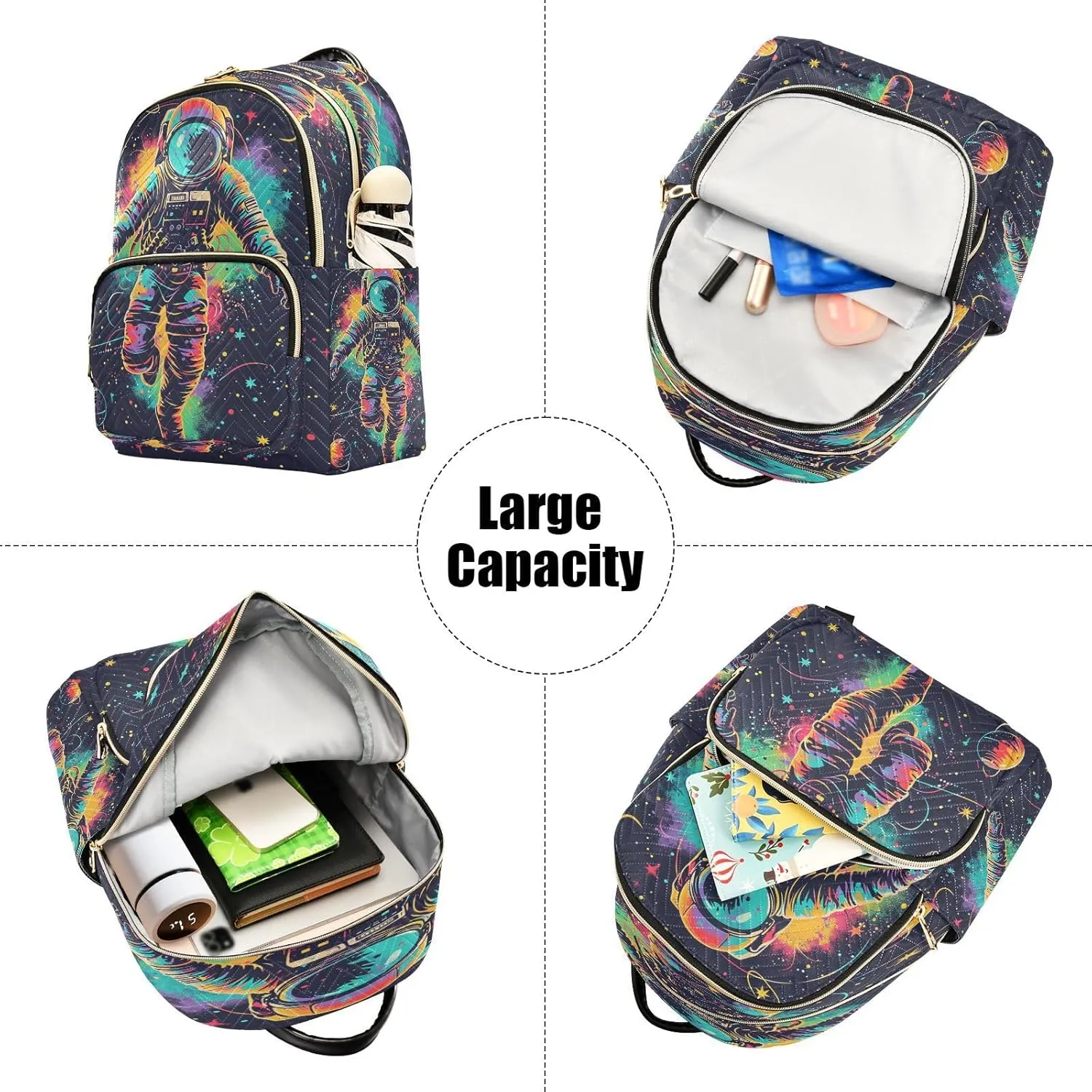 ALAZA Mini Backpack for Women Astronaut Watercolor Spaceman Travel Backpack Purse for Ladies Handbag Shoulder Bag Casual Daypack, M