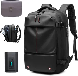Alepeak Vacuum Backpack, 60L Anti-Theft Expandable Vacuum Compression Bags for Travel, Large-Capacity Waterproof Wet Dry SeparationAirback Backpack with Vacuum Seal (Black   Electric Vacuum)