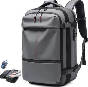 Alepeak Vacuum Backpack with Anti Theft Lock,Air Vacuum Backpack Travel,Transactione Backpack,60L Expandable Air Vacuum Backpack for Travel with Pump for Compression (Grey,with Air Pump)