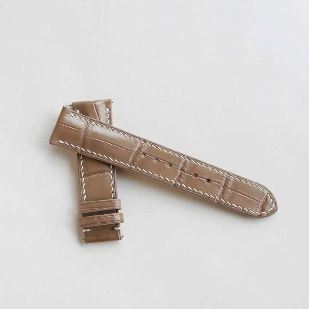 Alligator watch strap, Premium Quality Alligator leather watch band (15mm, Steel Folding Clasp)