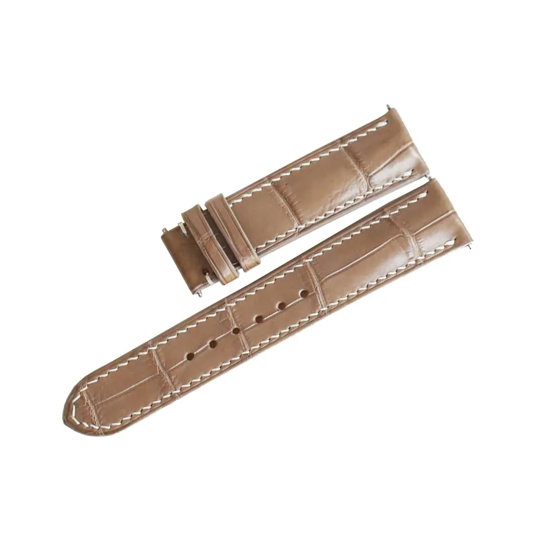 Alligator watch strap, Premium Quality Alligator leather watch band (15mm, Steel Folding Clasp)