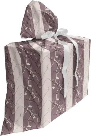 Ambesonne Floral Gift Bag, Earthen Toned Leafless Autumn Inspired Trees Season of Mother Earth Theme, Fabric Party Favor Pouch with 3 Ribbons, 27, Dried Rose Warm Taupe