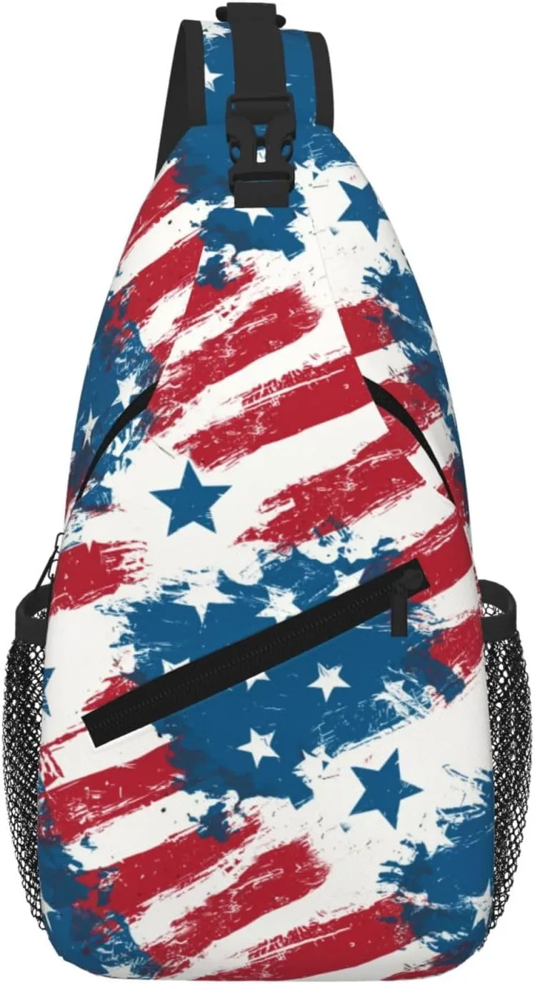 American Flag Sling Bag Crossbody Backpack Shoulder Daypack Multipurpose Cross Body Chest Bag for Men Women Travel Hiking Sports Gym