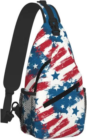 American Flag Sling Bag Crossbody Backpack Shoulder Daypack Multipurpose Cross Body Chest Bag for Men Women Travel Hiking Sports Gym