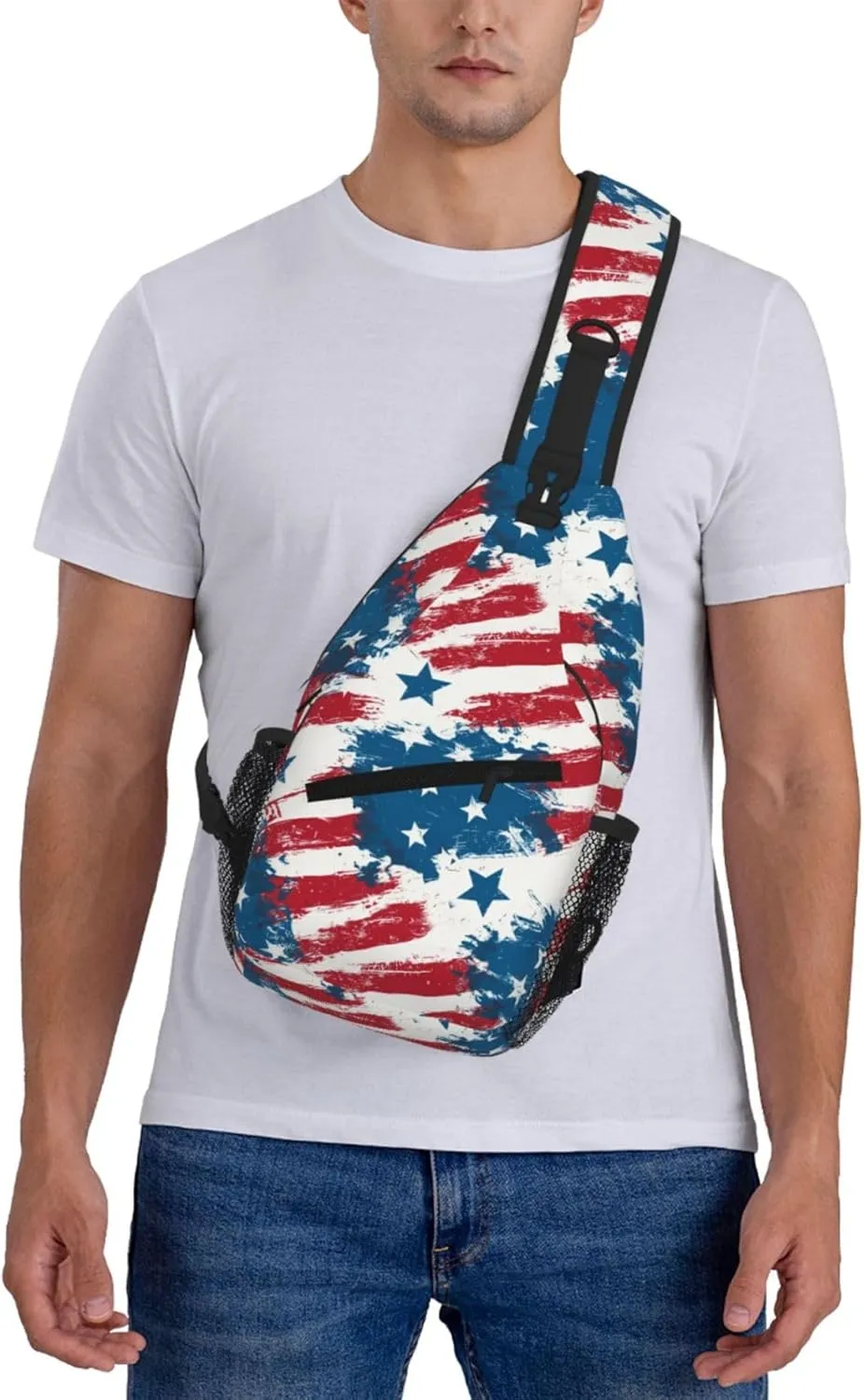 American Flag Sling Bag Crossbody Backpack Shoulder Daypack Multipurpose Cross Body Chest Bag for Men Women Travel Hiking Sports Gym
