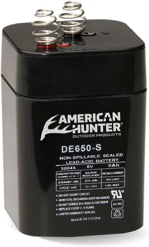 American Hunter 6V 5 AMP HR Universal Versatile Durable Spring Top Deer Feeder Non-Spillable Sealed Lead Acid Rechargeable Battery, Clam Pack Packaging