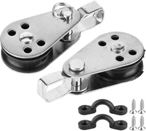 Anchor Trolley Kit 2pcs Stainless Steel Pulleys Blocks Marine Hardware Boat Accessories for Marine Boat Kayak Canoe