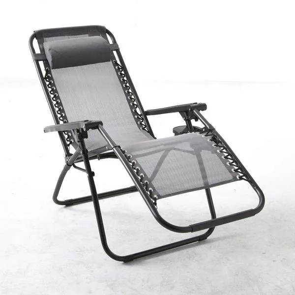 Anti-Gravity Grey Patio Chair With Removable Cupholder