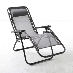 Anti-Gravity Grey Patio Chair With Removable Cupholder