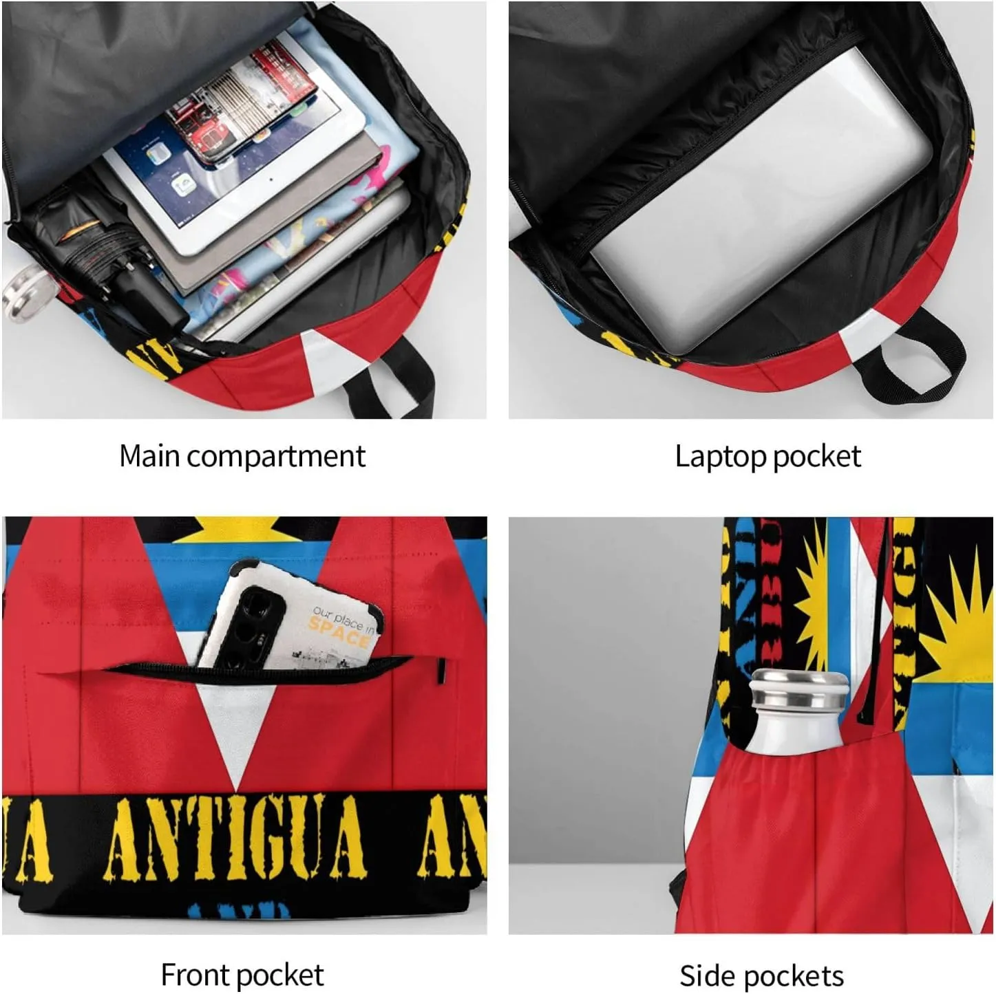 Antigua and Barbuda Flag Backpack Large Capacity Backpack Lightweight Double Shoulder Bag For Women Men Travel