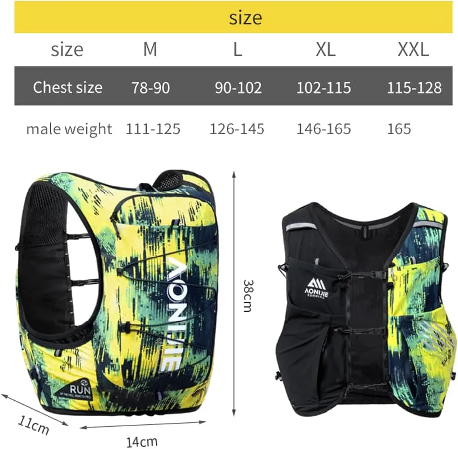 AONIJIE 10L High Capacity Trail Running Hydration Vest, Hydration Backpack for Men, Lightweight and Breathable for Hiking Marathon Race