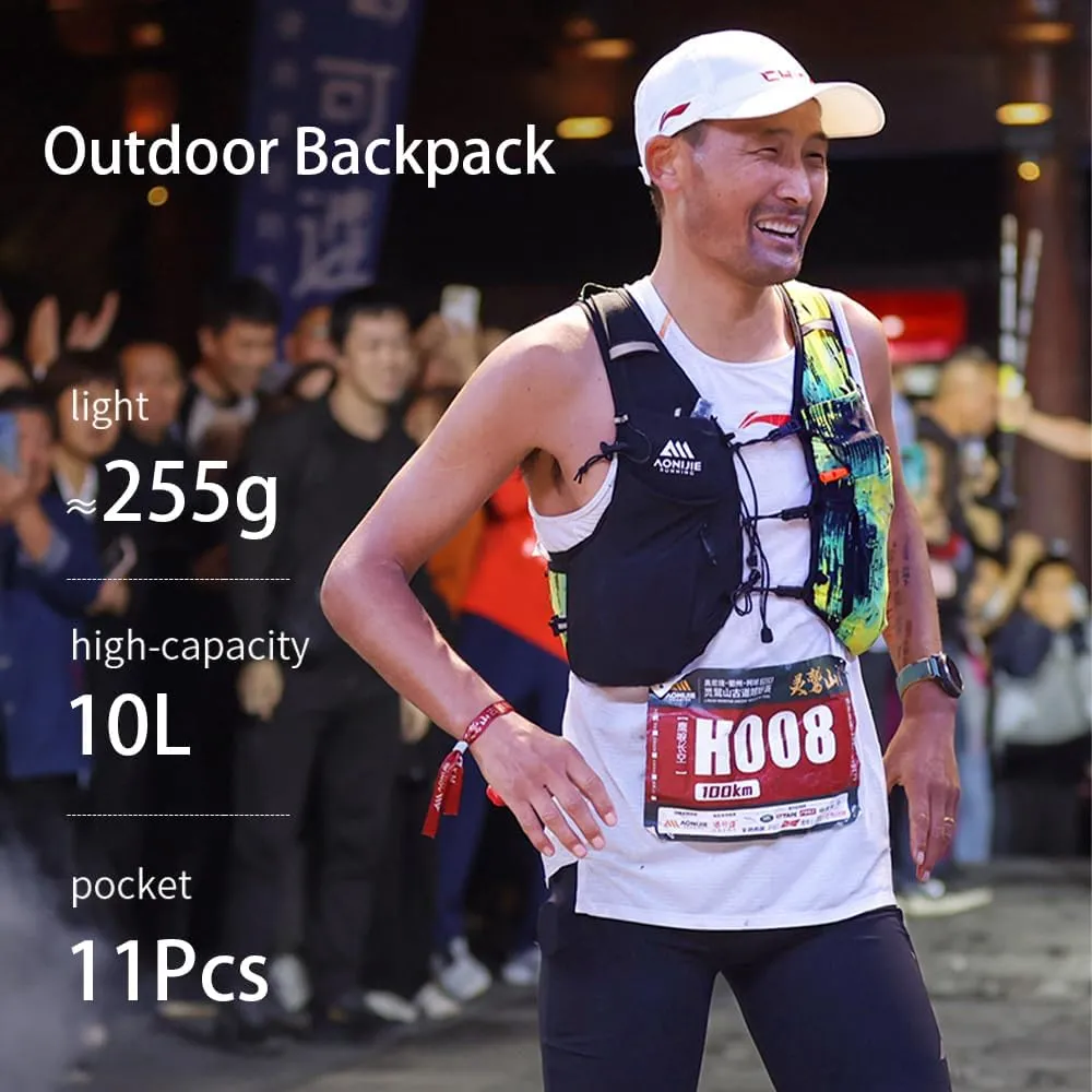 AONIJIE 10L High Capacity Trail Running Hydration Vest, Hydration Backpack for Men, Lightweight and Breathable for Hiking Marathon Race