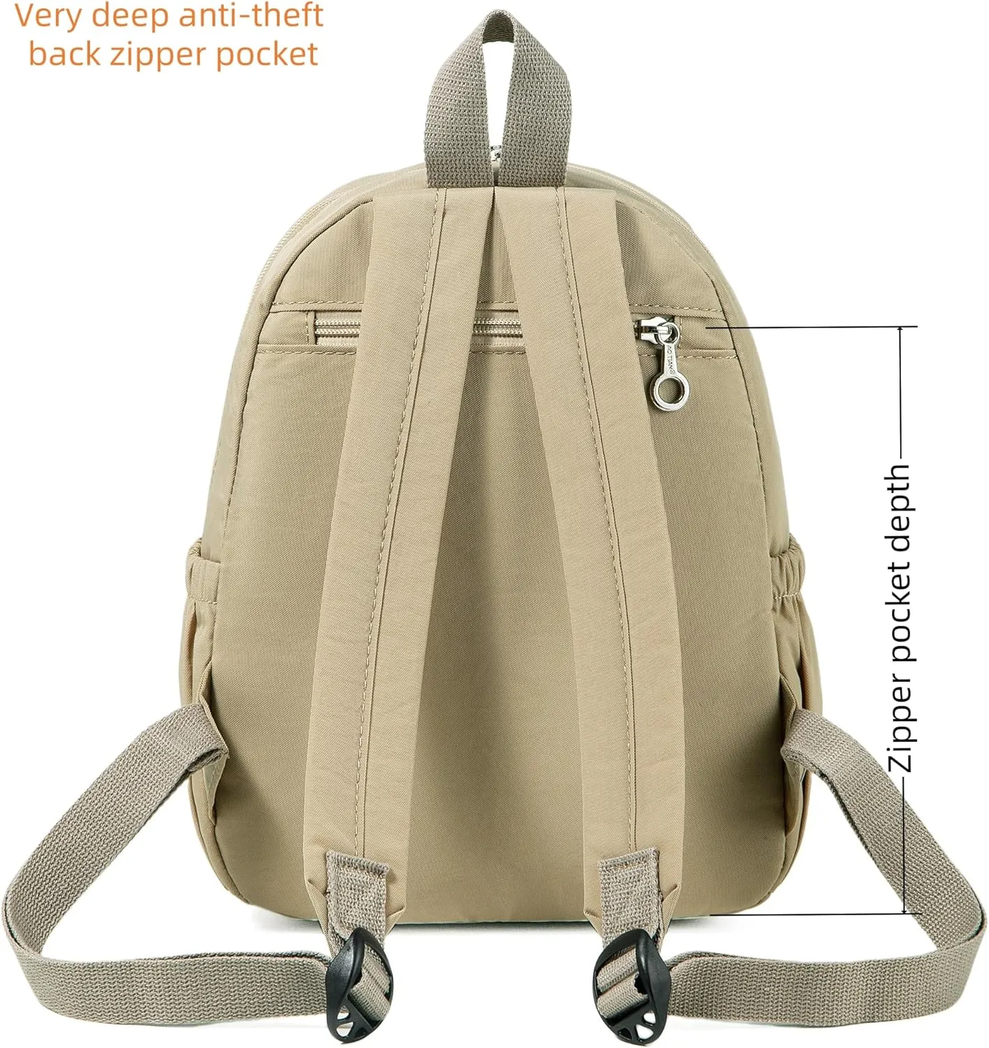 AOTIAN Mini Lightweight 11.8 Inch Backpack Durable Travel Hiking Women and Girls Small Daypack, 7 Liters Khaki