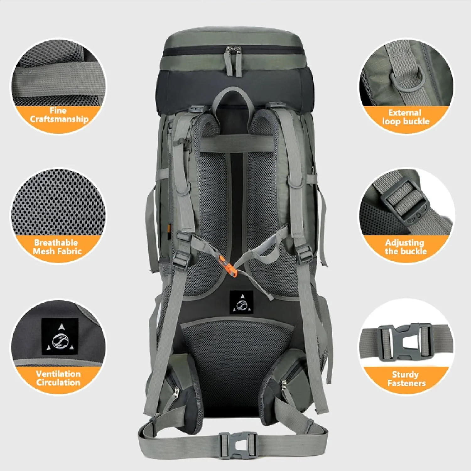 APLUSH Hiking Backpack High Capacity Lightweight Waterproof Camping Backpack Travel Daypack with Rain Cover,Black a,75L