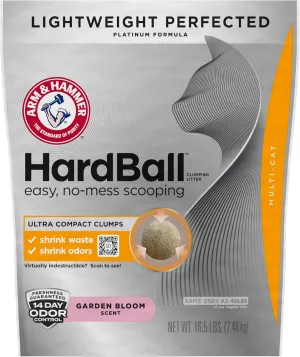 ARM & HAMMER Hardball Lightweight Platinum Multi-Cat Clumping Litter, Easy No-Mess Scooping, Garden Bloom Scent, 16.5 lbs