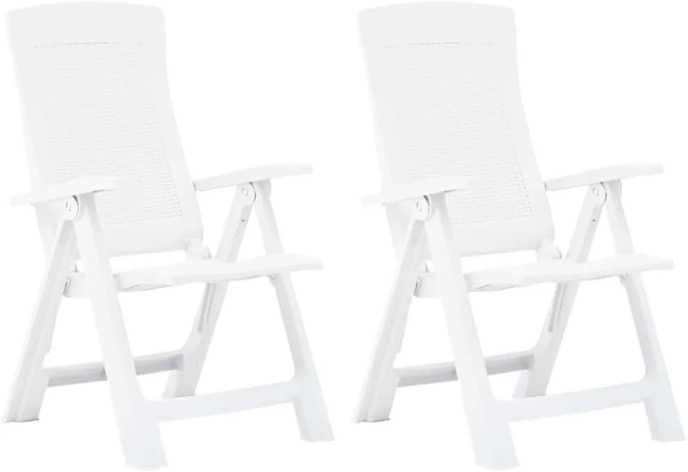 Armchair, Balcony Chairs, Patio Reclining Chairs 2 pcs, Easy to Clean Suitable for Patio, Porch, Backyard, Balcony, Poolside, Garden Plastic White