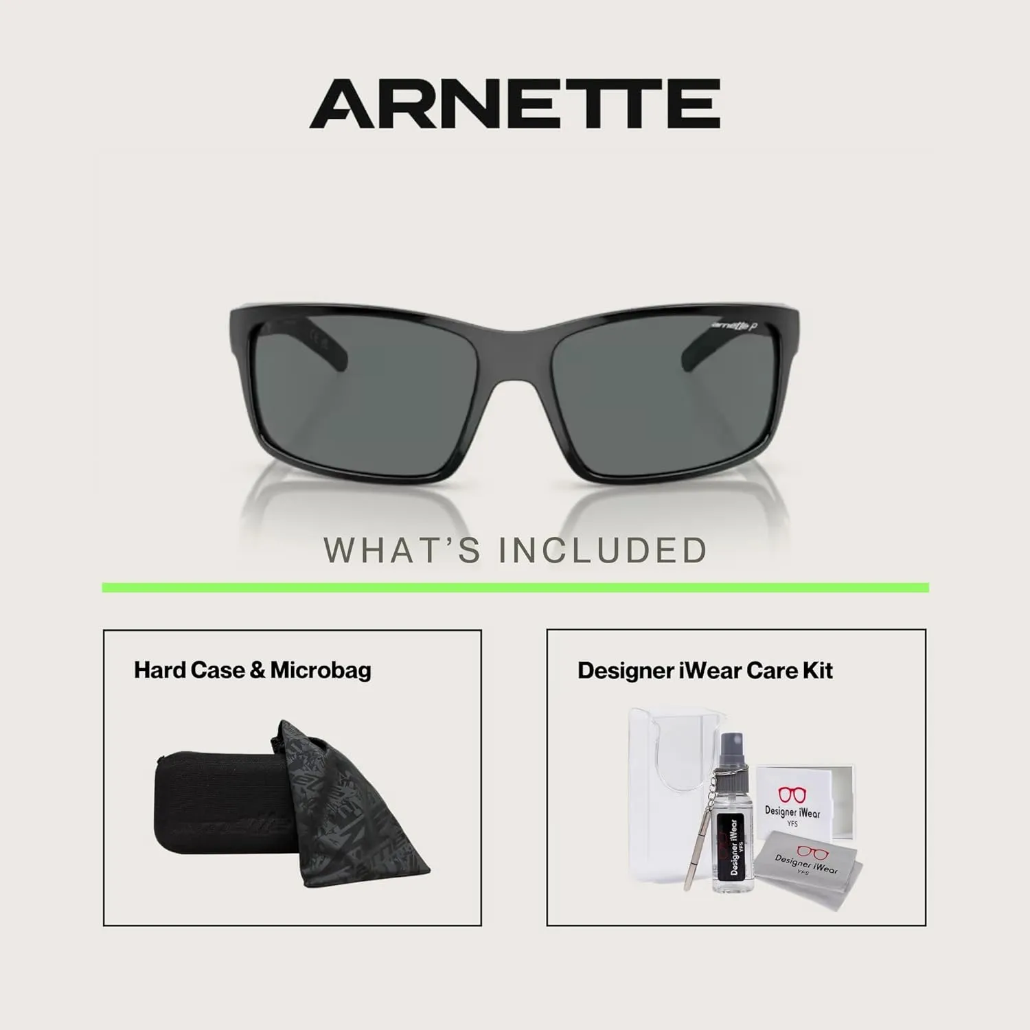 ARNETTE AN4202 Rectangle Sunglasses for Men   BUNDLE with Designer iWear Eyewear Care Kit