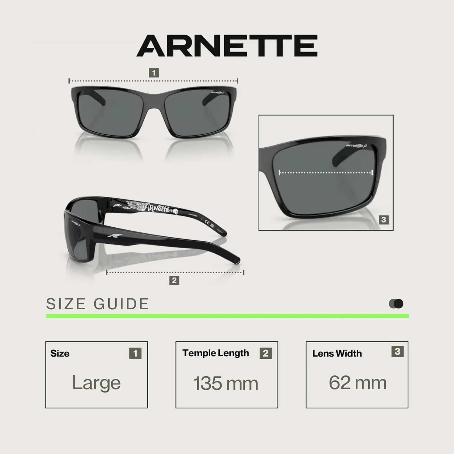 ARNETTE AN4202 Rectangle Sunglasses for Men   BUNDLE with Designer iWear Eyewear Care Kit