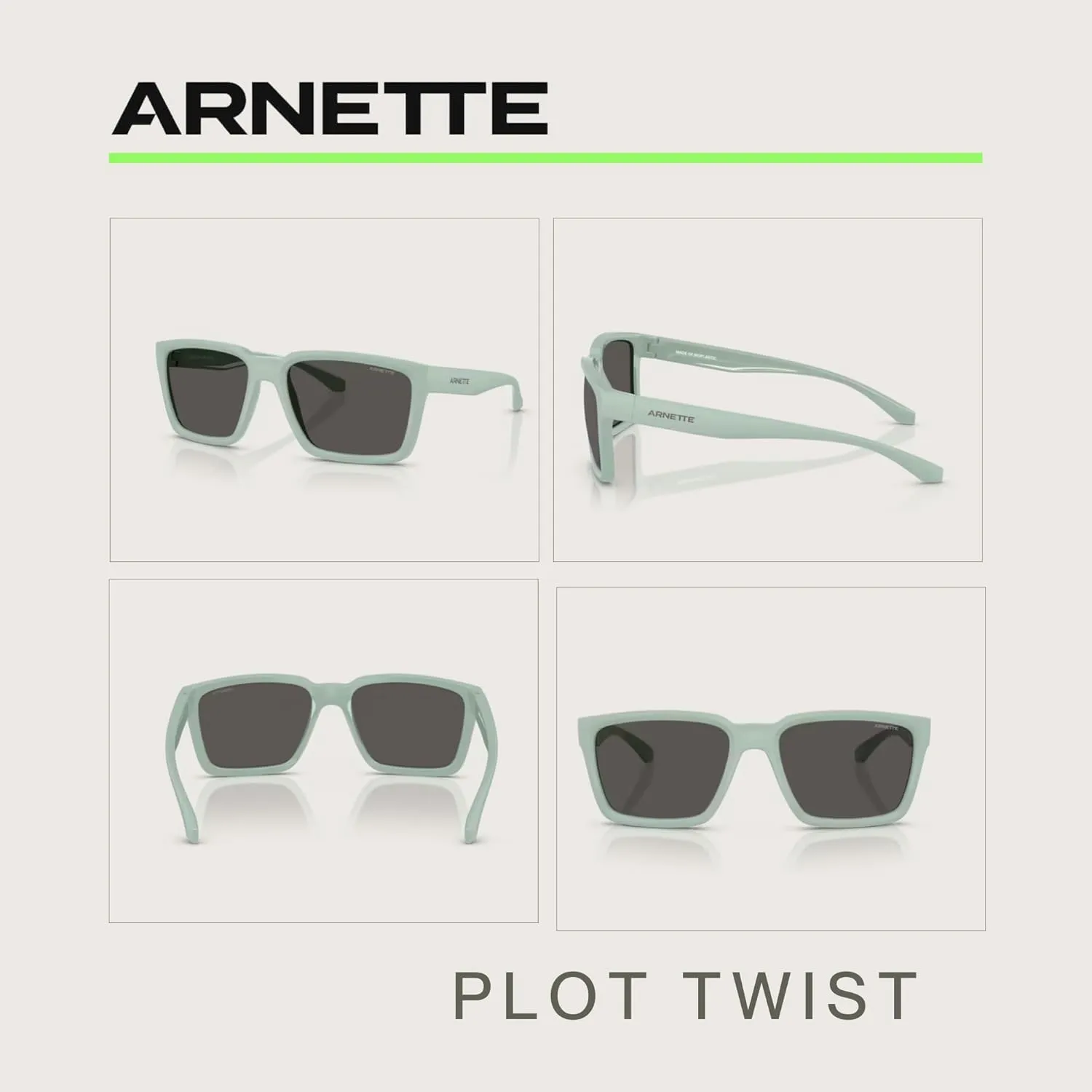 ARNETTE Plot Twist AN4346 Square Sunglasses for Men   BUNDLE WIth Designer iWear Complimentary Eyewear Kit