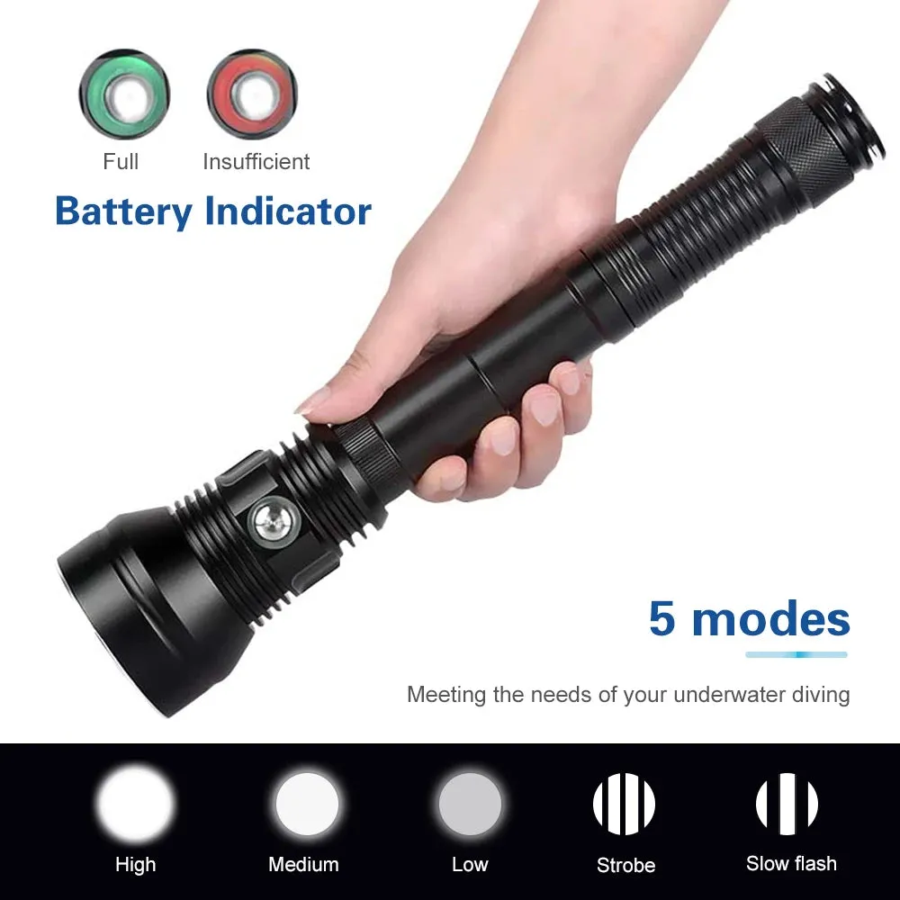Asafee Diving Flashlight Dive Lamp Waterproof Scuba Torch Light Underwater Deep Lantern Canister Olight  Linterna  Nitecore