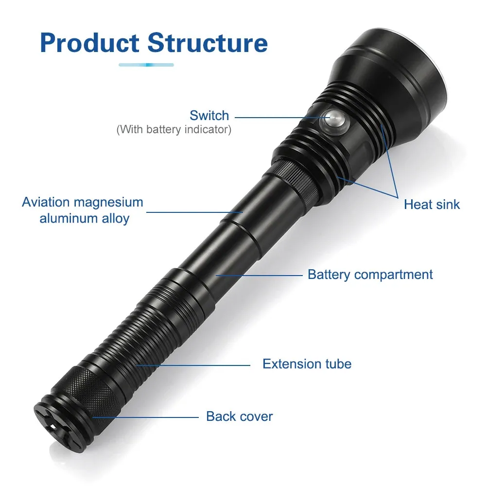 Asafee Diving Flashlight Dive Lamp Waterproof Scuba Torch Light Underwater Deep Lantern Canister Olight  Linterna  Nitecore