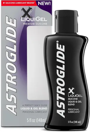 Astroglide Silicone Lube (5oz), X LiquiGel Hybrid Personal Lubricant for Vaginal and Anal Sex, Silky & Lightweight for Men, Women and Couples, Waterproof for Water Play